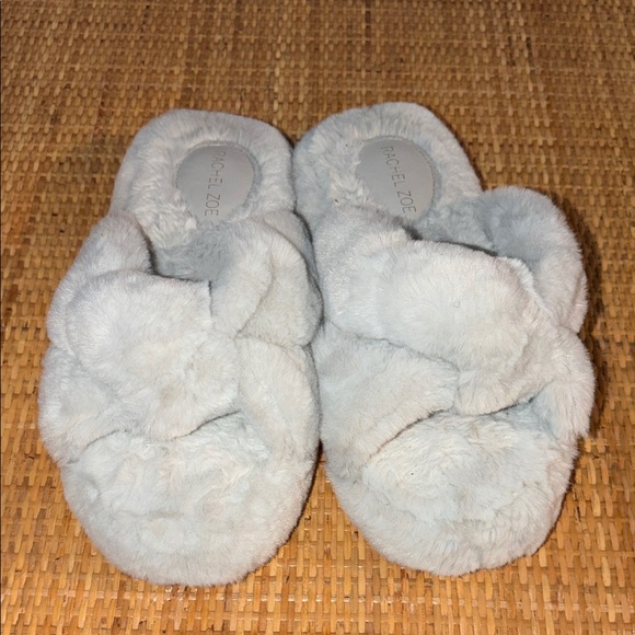 Rachel Zoe Plush Slippers in Soft Gray - Picture 1 of 3